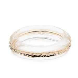 Alexis Bittar Clear Lucite Gold Cuff Bangle Magnetic Bracelet